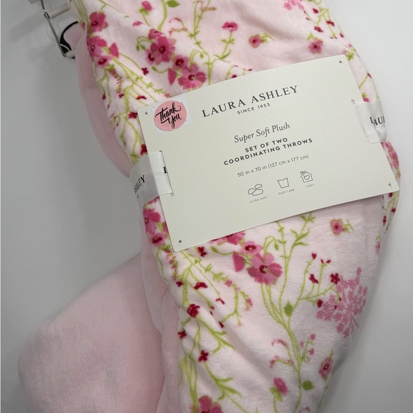 Laura Ashley Other - Laura Ashley Set of TWO Pink Plush Coordinating Throws ~ NWT ~ COQUETTE